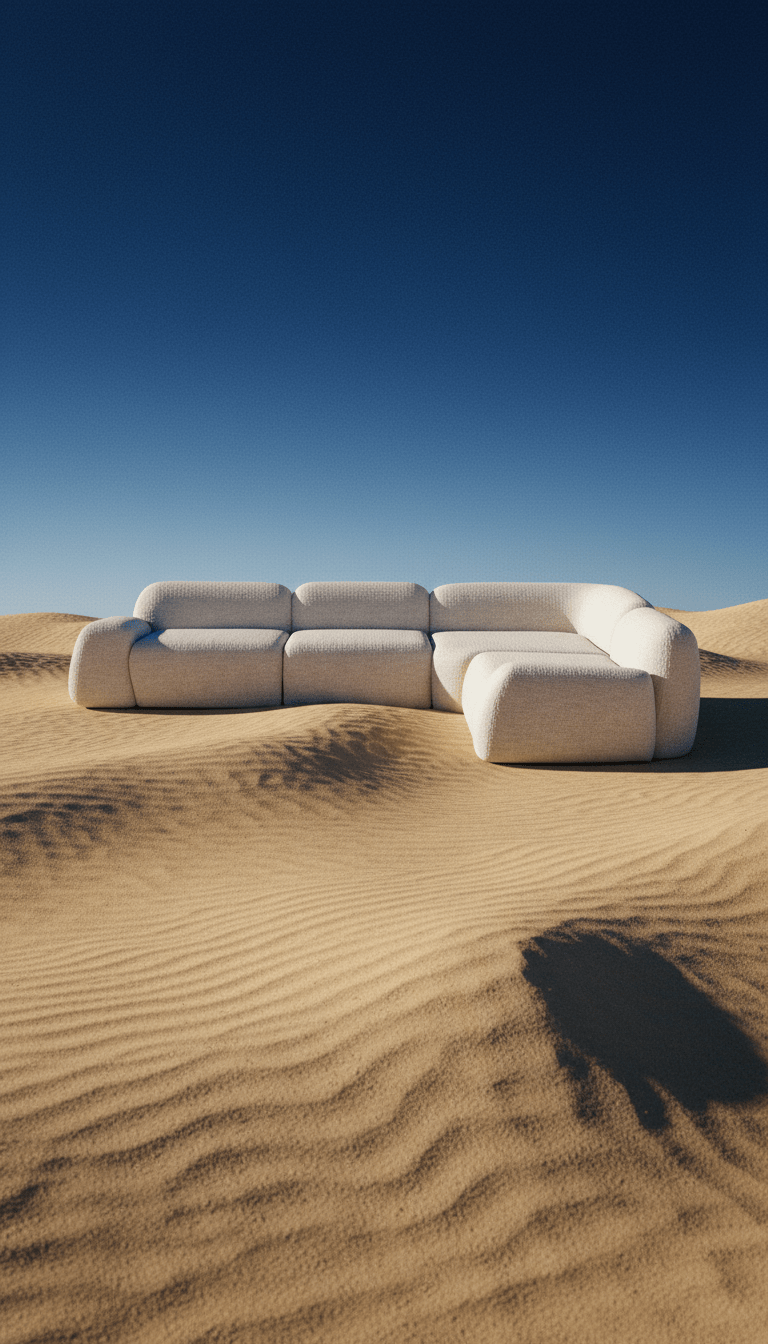AI product shot of Modulares Ecksofa Wolke (4-Sitzer) aus Bouclé