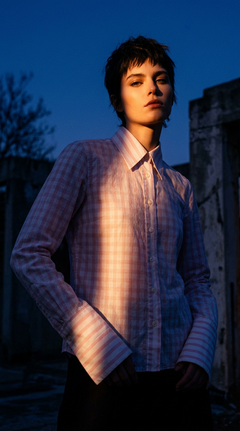 AI product shot of Carolina Herrera Pink Check Shirt