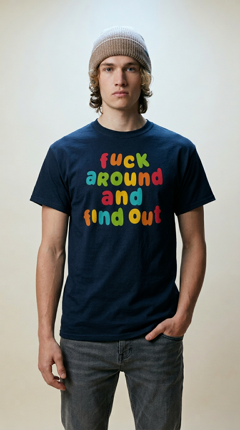 AI product shot of Fuck Around and Find Out T Shirt