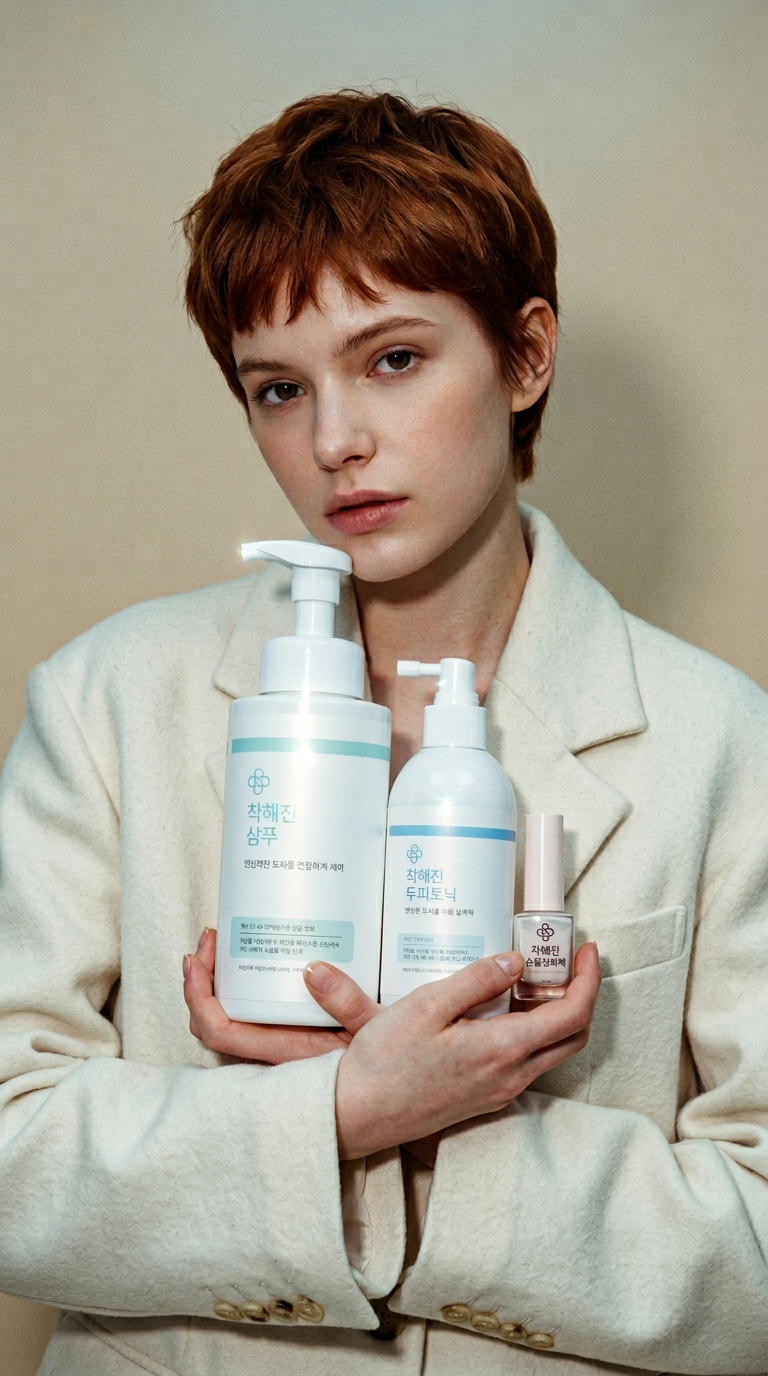 AI product shot of 착해진 두피·손톱 케어 세트 (Gentle Scalp & Nail Care Set)
