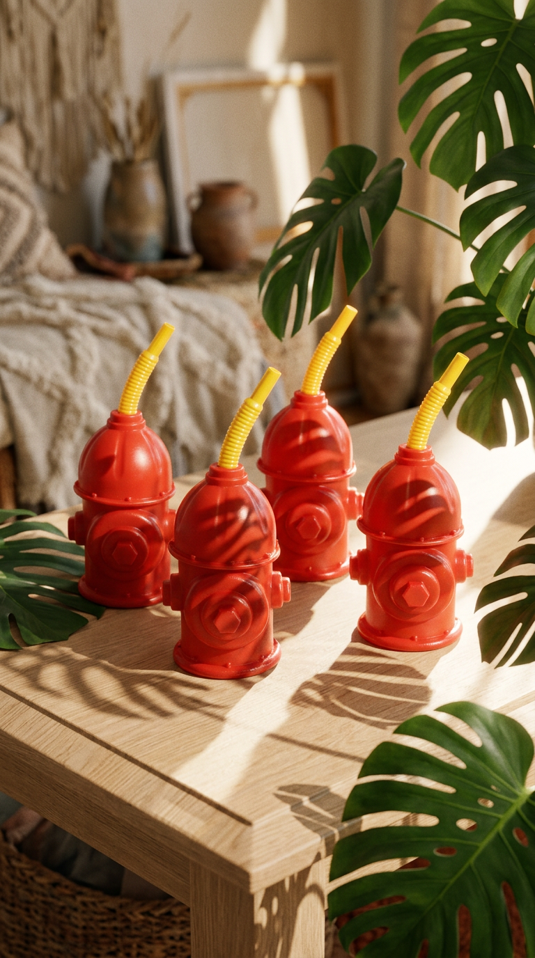 AI product shot of Fire Hydrant Sipper Cups - Set of 4