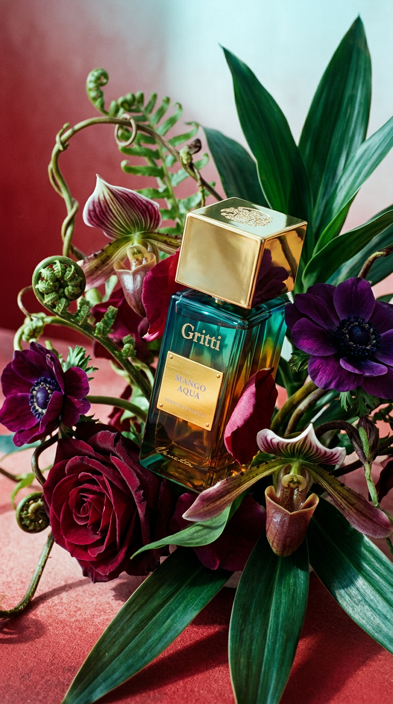 AI product shot of Mango Aoud Extrait de Parfum