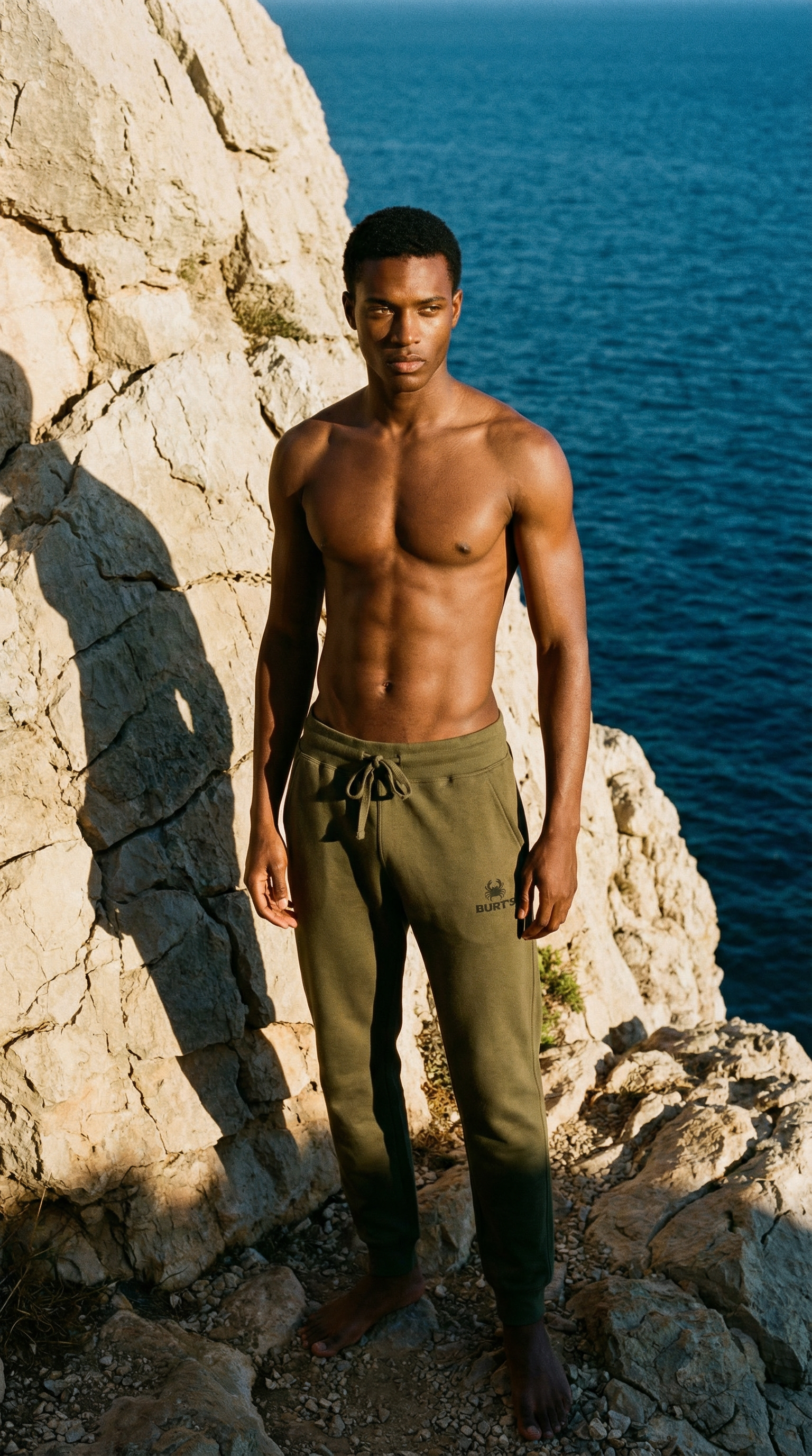 AI product shot of Burt's Military Green Sweatpants