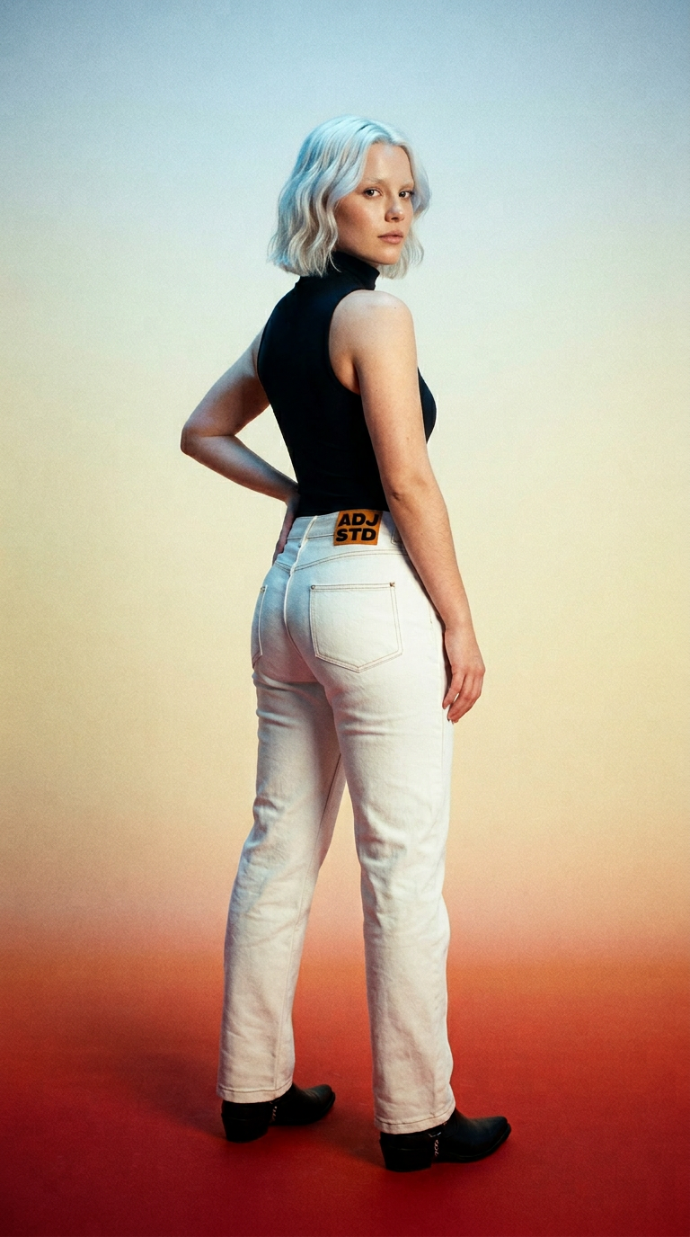 AI product shot of Relaxed Straight Off-White Mid-Waist