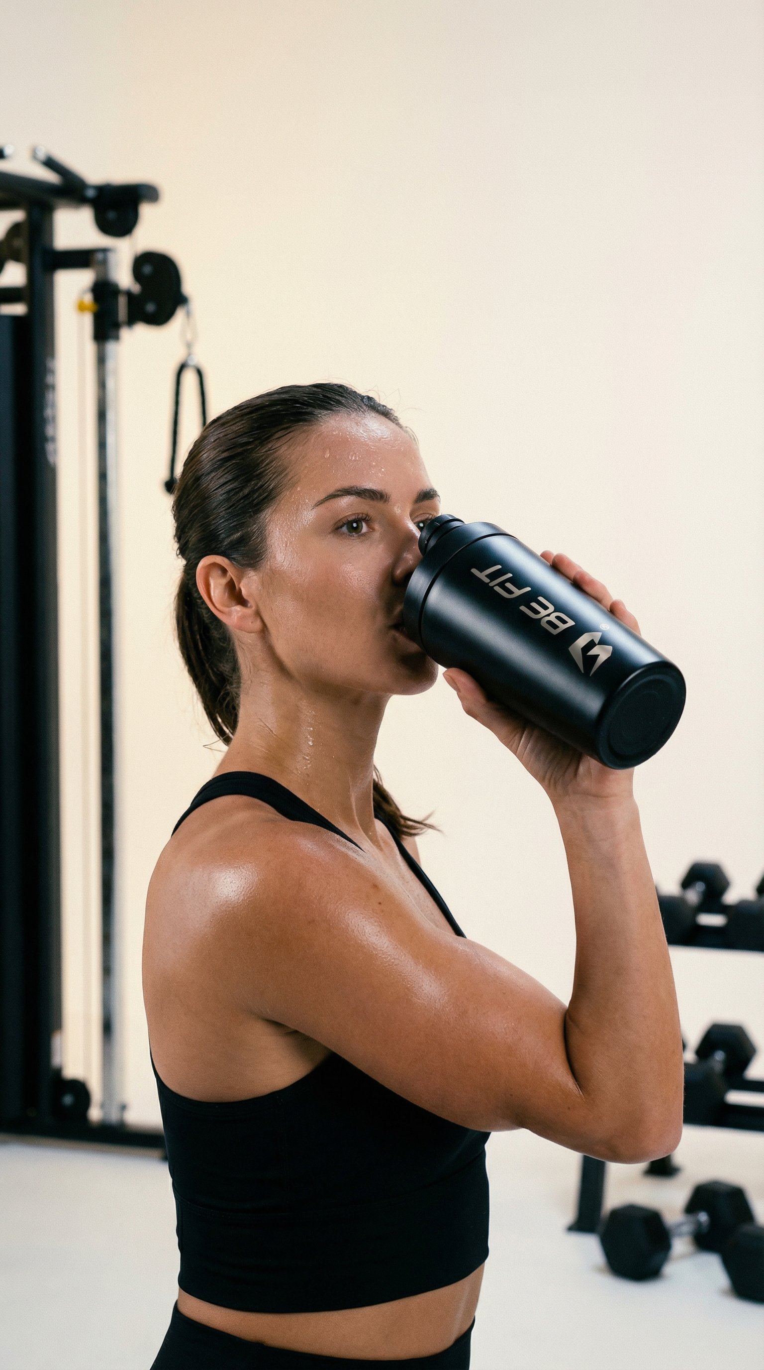 AI product shot of Be Fit RVS Shakebeker / Drinkfles (750mL)