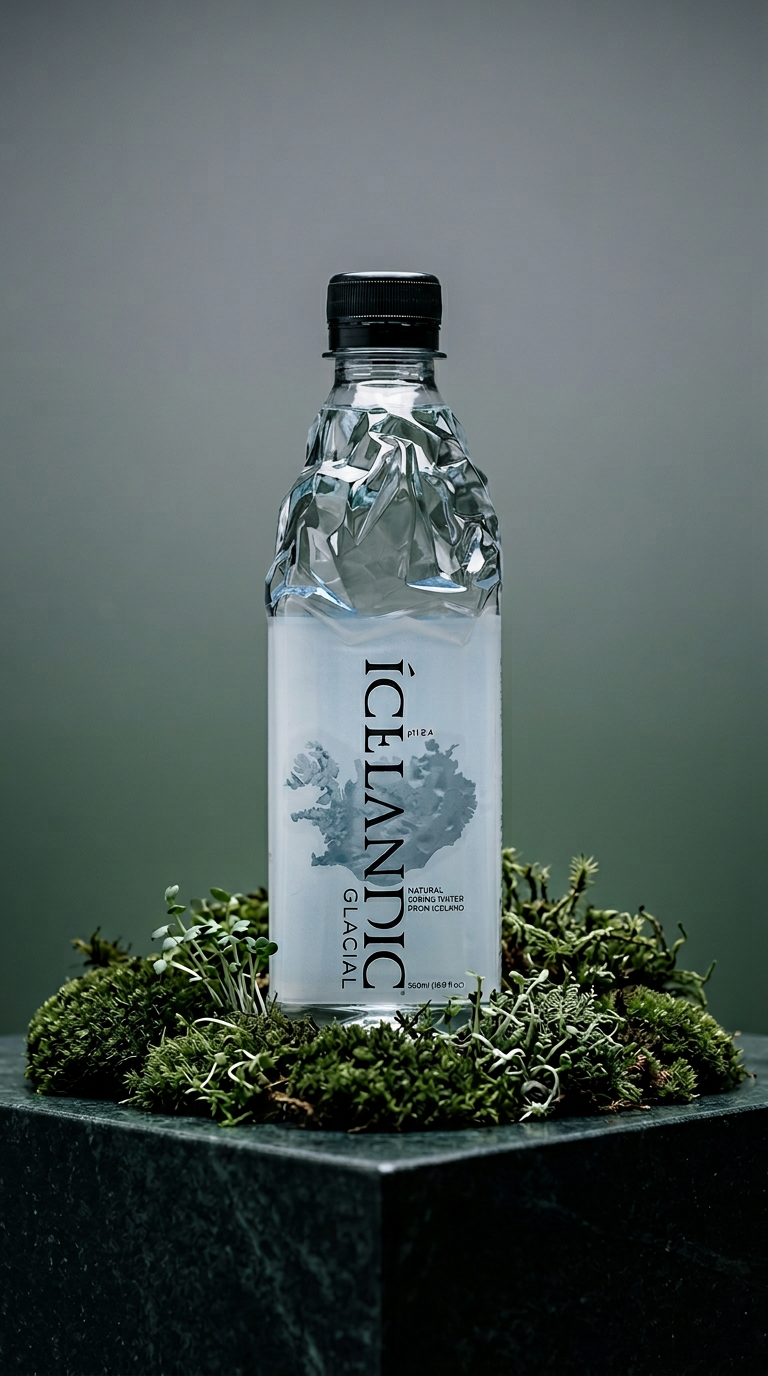 AI product shot of Icelandic Glacial Natural Spring Water