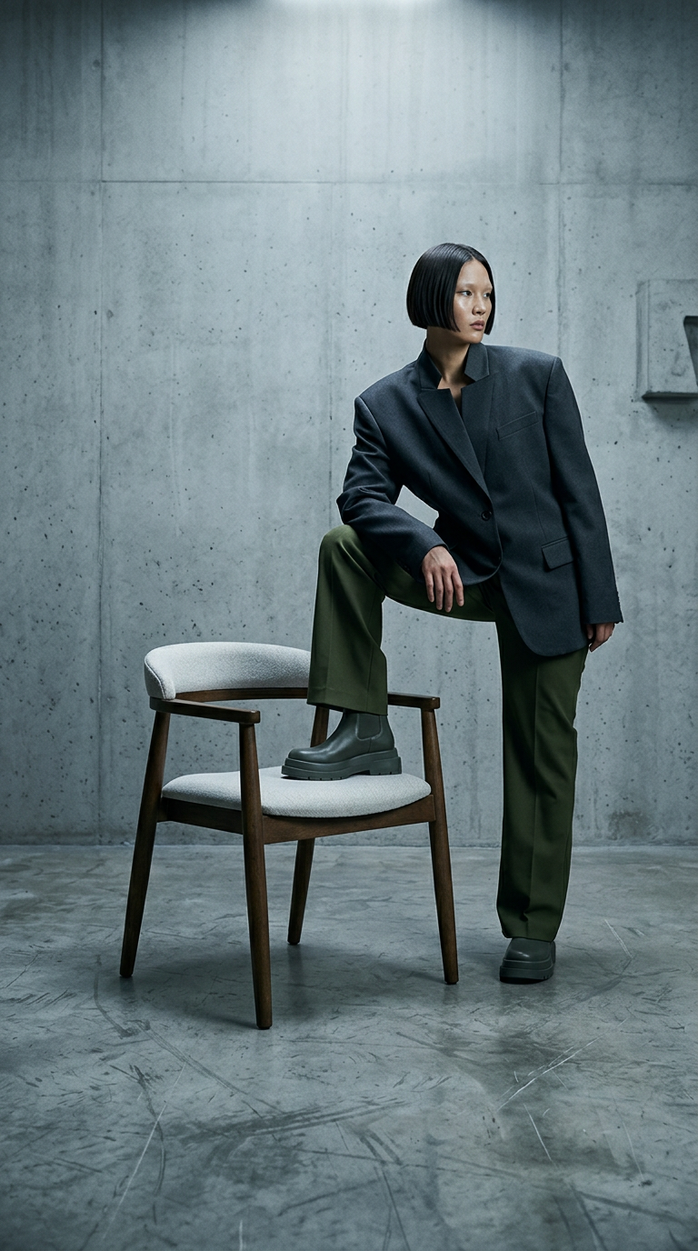 AI product shot of JOSY mid-century dining armchair
