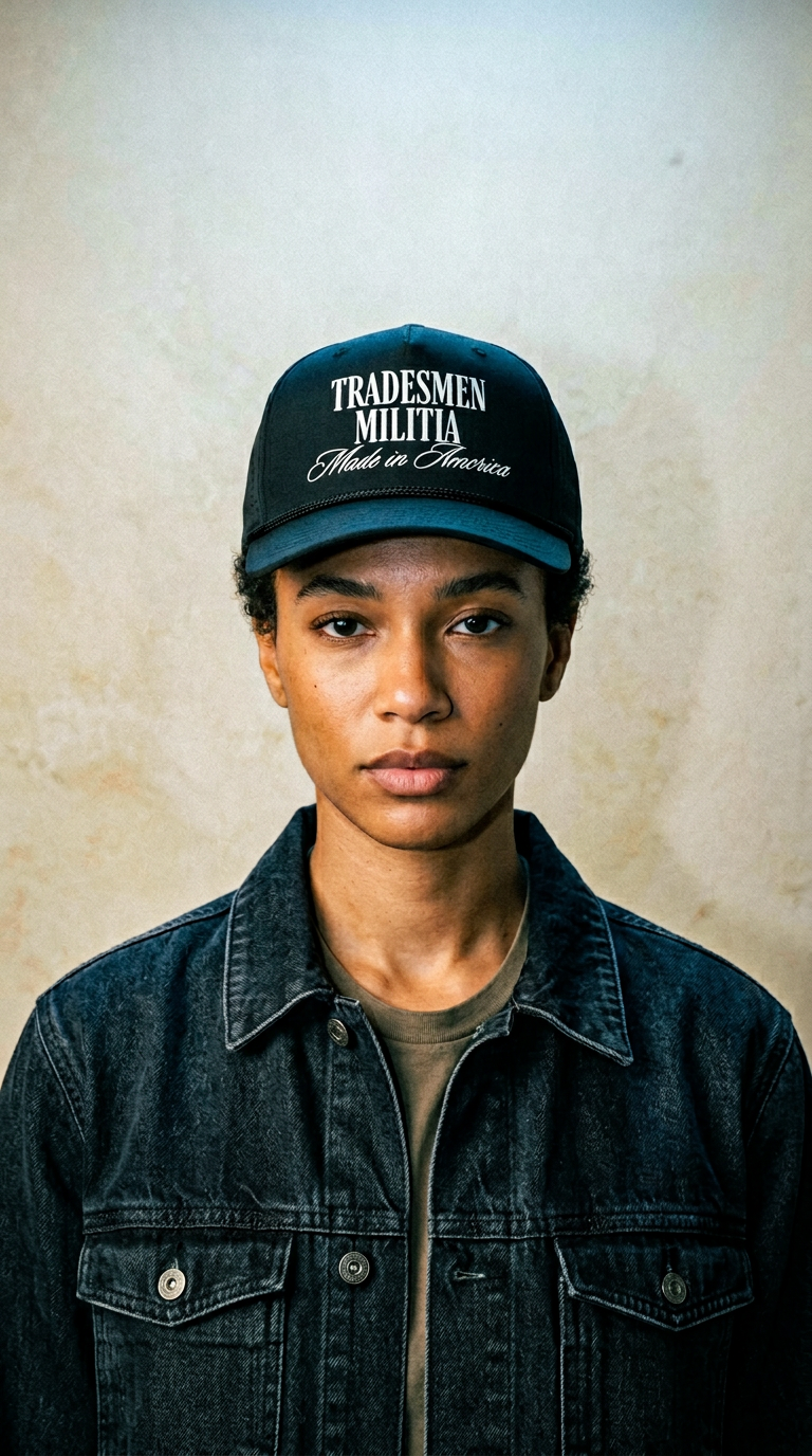 AI product shot of The Tradesmen Militia 5- Panel Rope Snapback