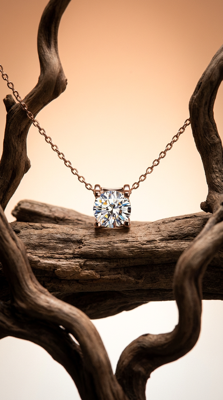 AI product shot of Sophie solitaire necklace