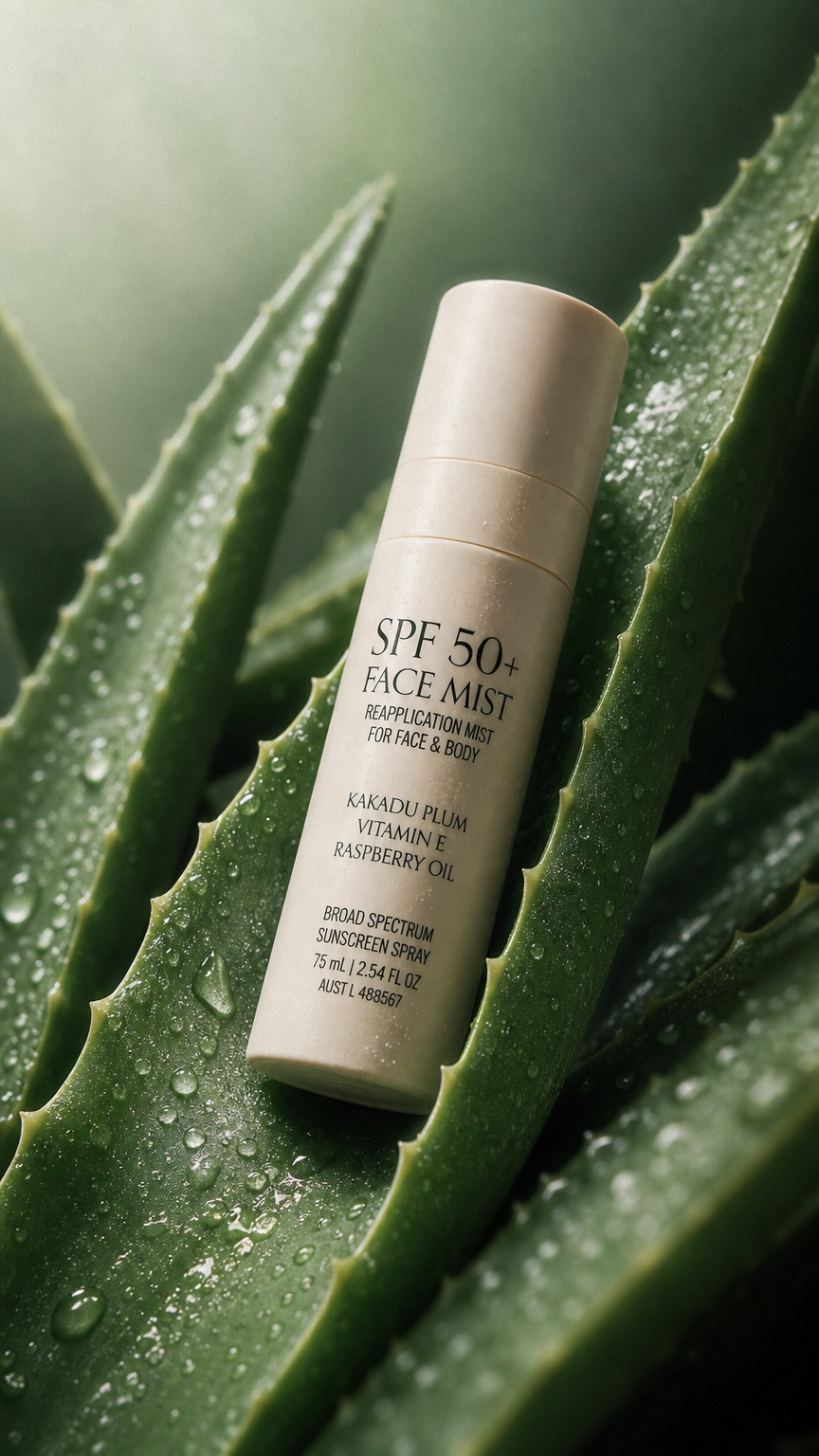 AI product shot of SPF 50+ Face Mist
