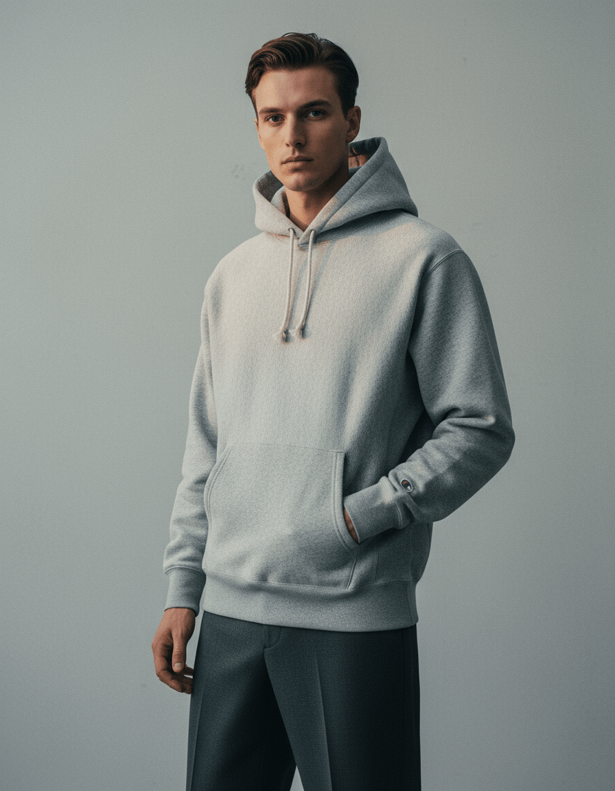 AI product shot of Champion Hooded Sweatshirt
