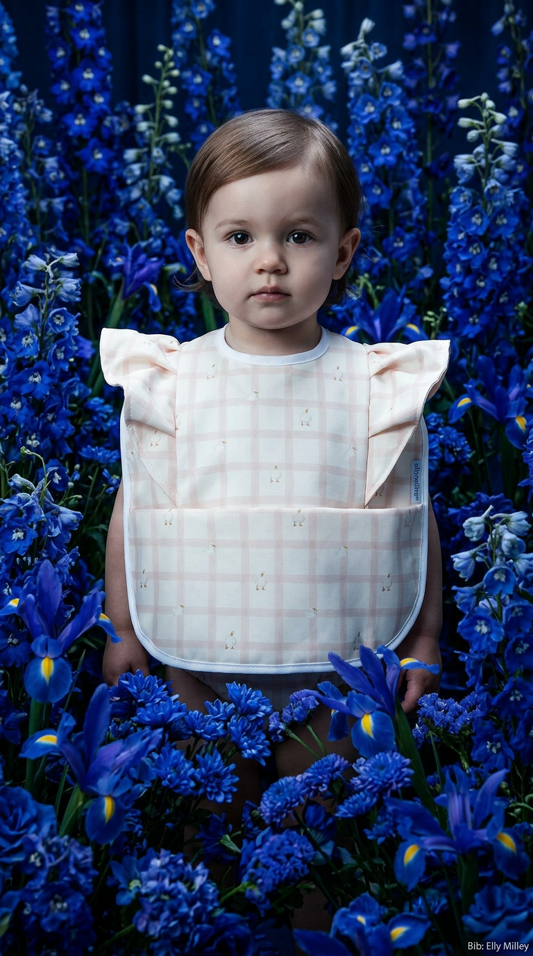 AI product shot of PlayKidz Bulle Ruffled Bib - Gingham Pink Ducky