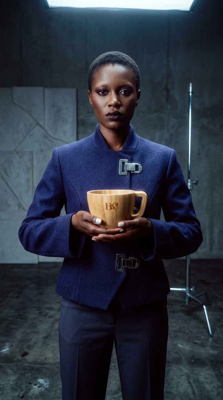 AI product shot of Blk Coffee Mixing Mug & Spoon