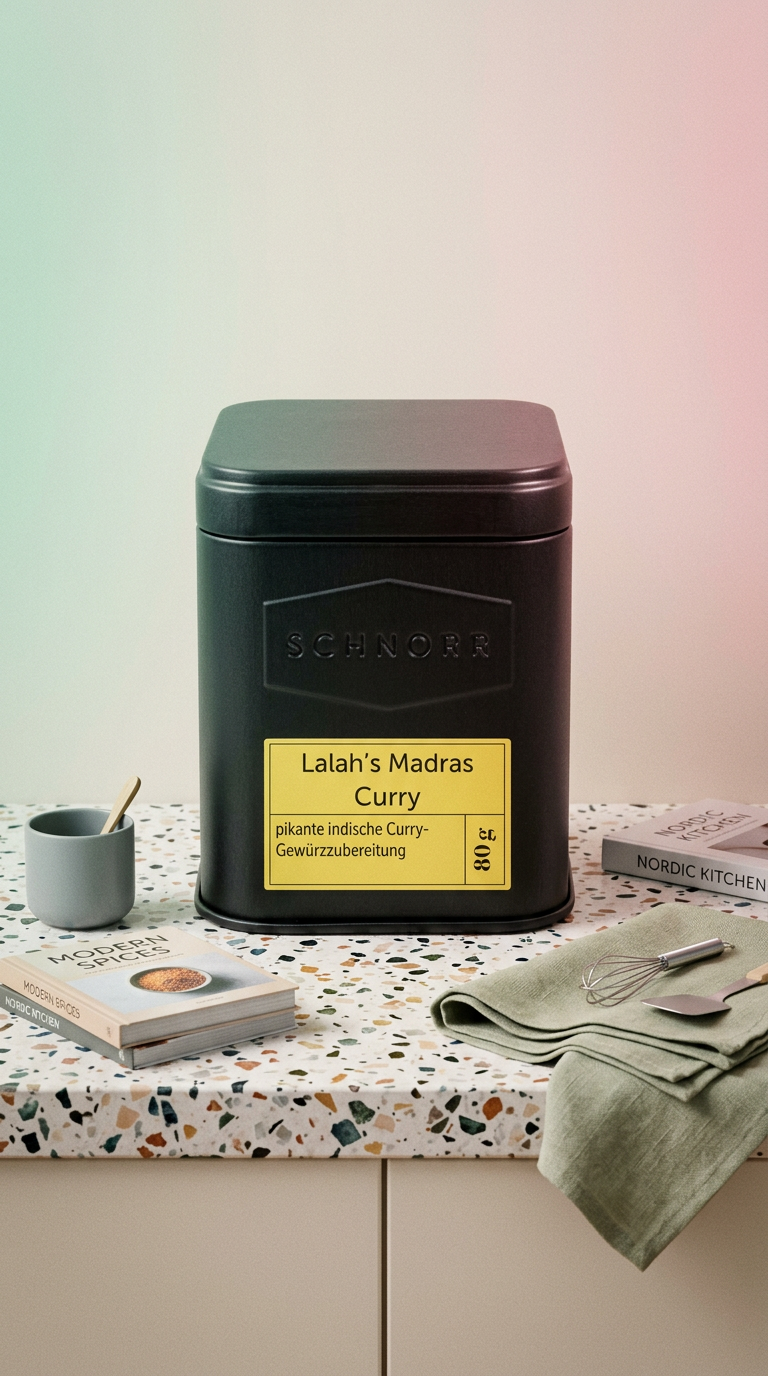 AI product shot of Lalah’s Madras Curry