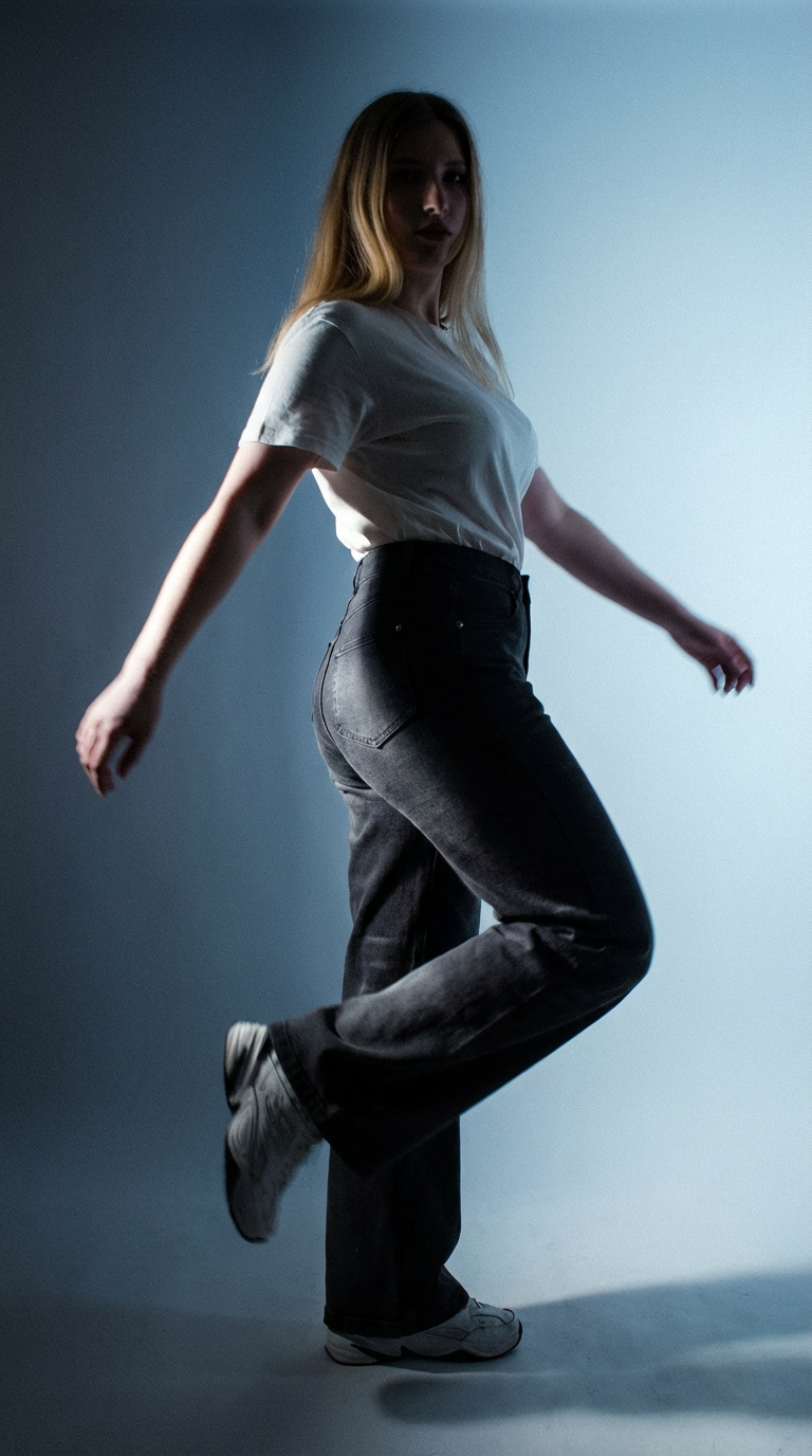 AI product shot of Baggy Black High Waist