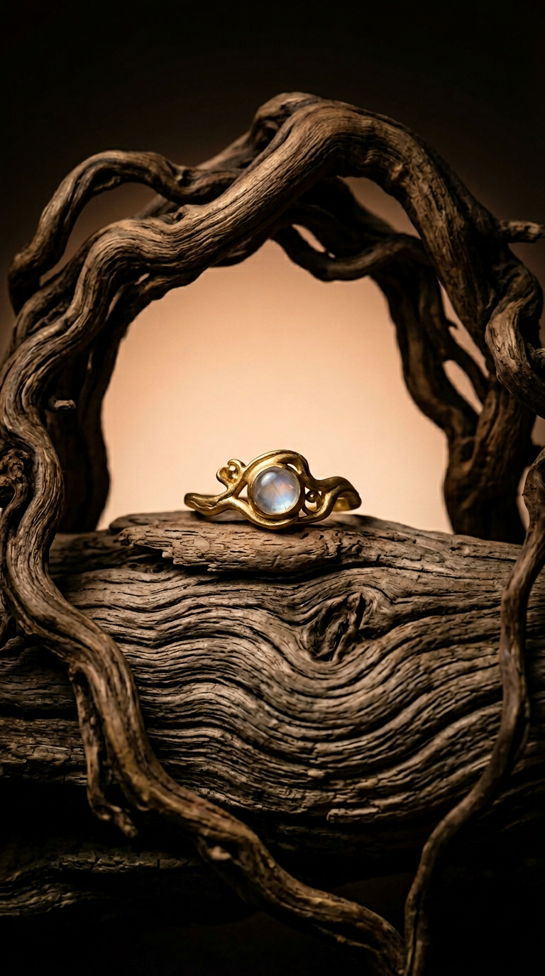 AI product shot of Selene Ring II - 14k gold