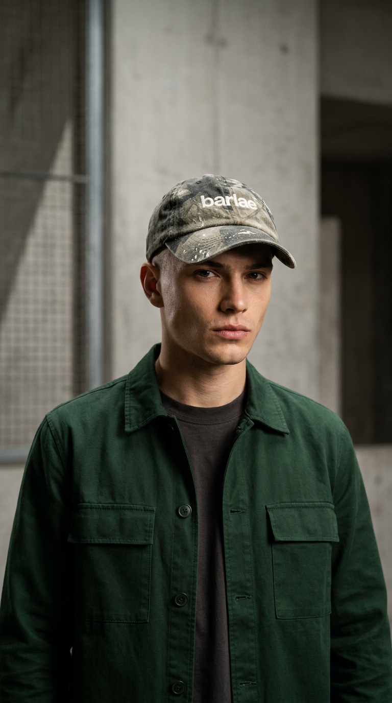 AI product shot of Barlae™ Vintage Camo Dad Hat