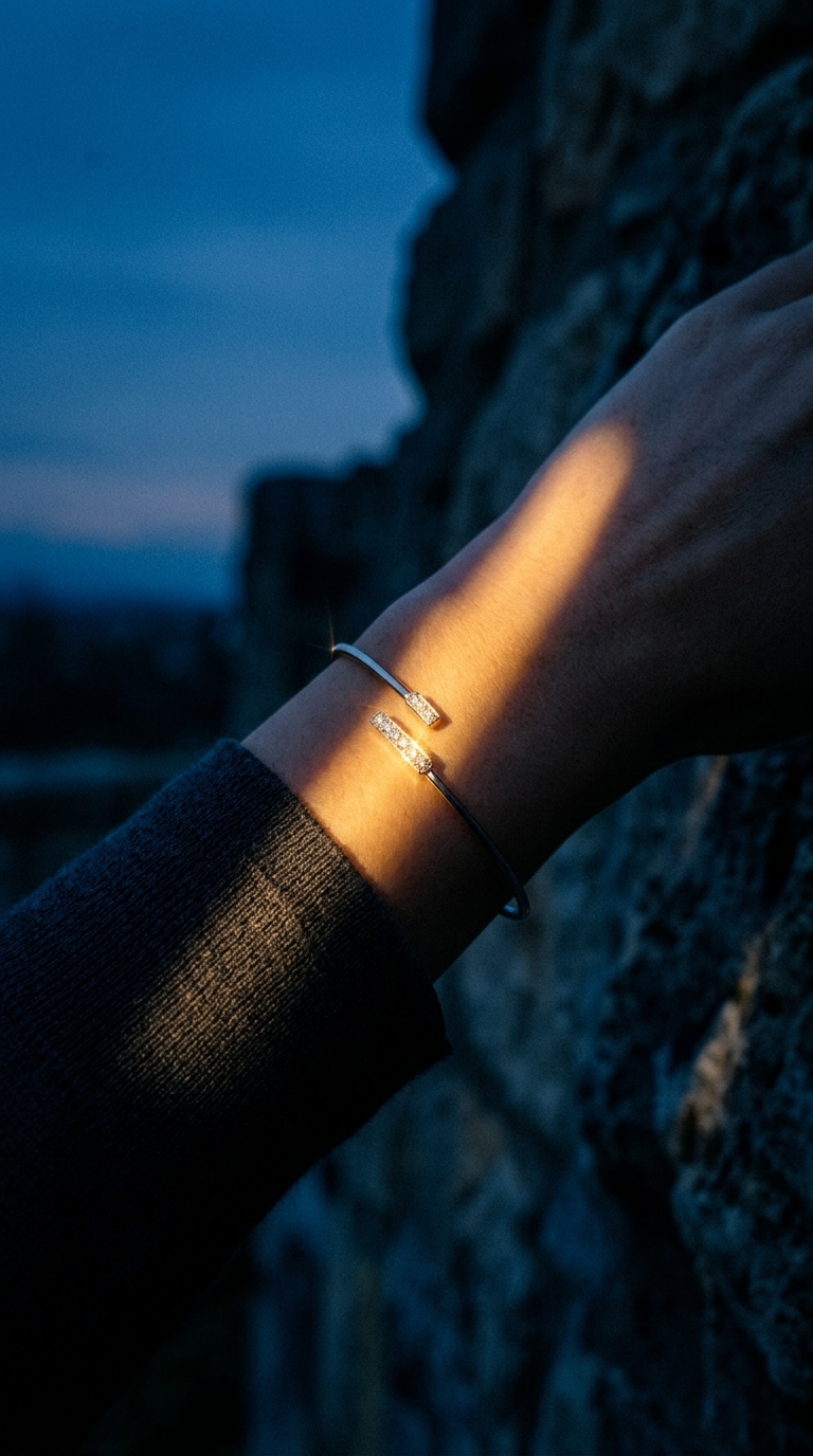 AI product shot of Luminous Bar Open Bangle