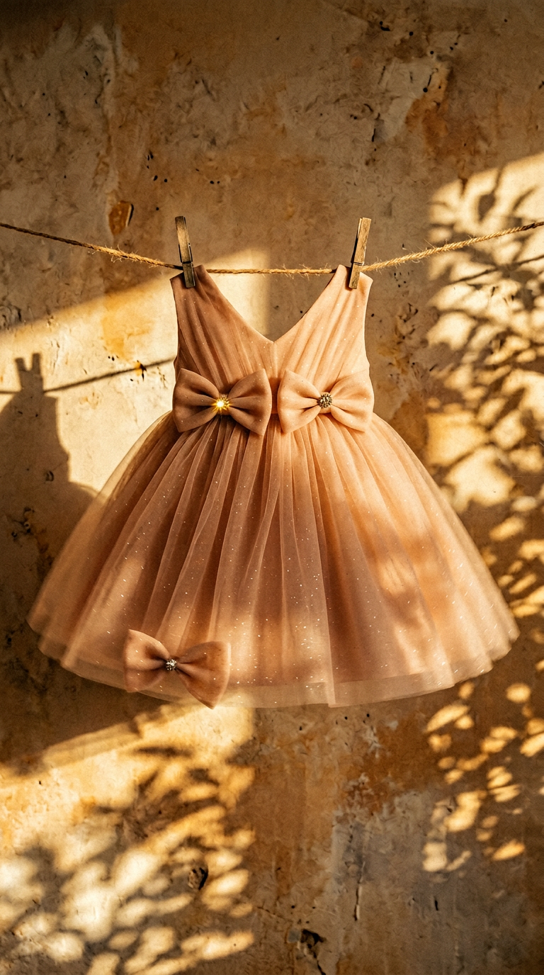 AI product shot of bow whisper princess dress