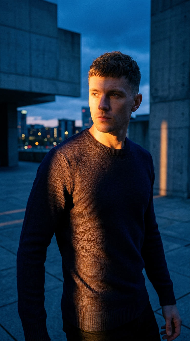 AI product shot of O-Neck Strik | Navy - Modern fit