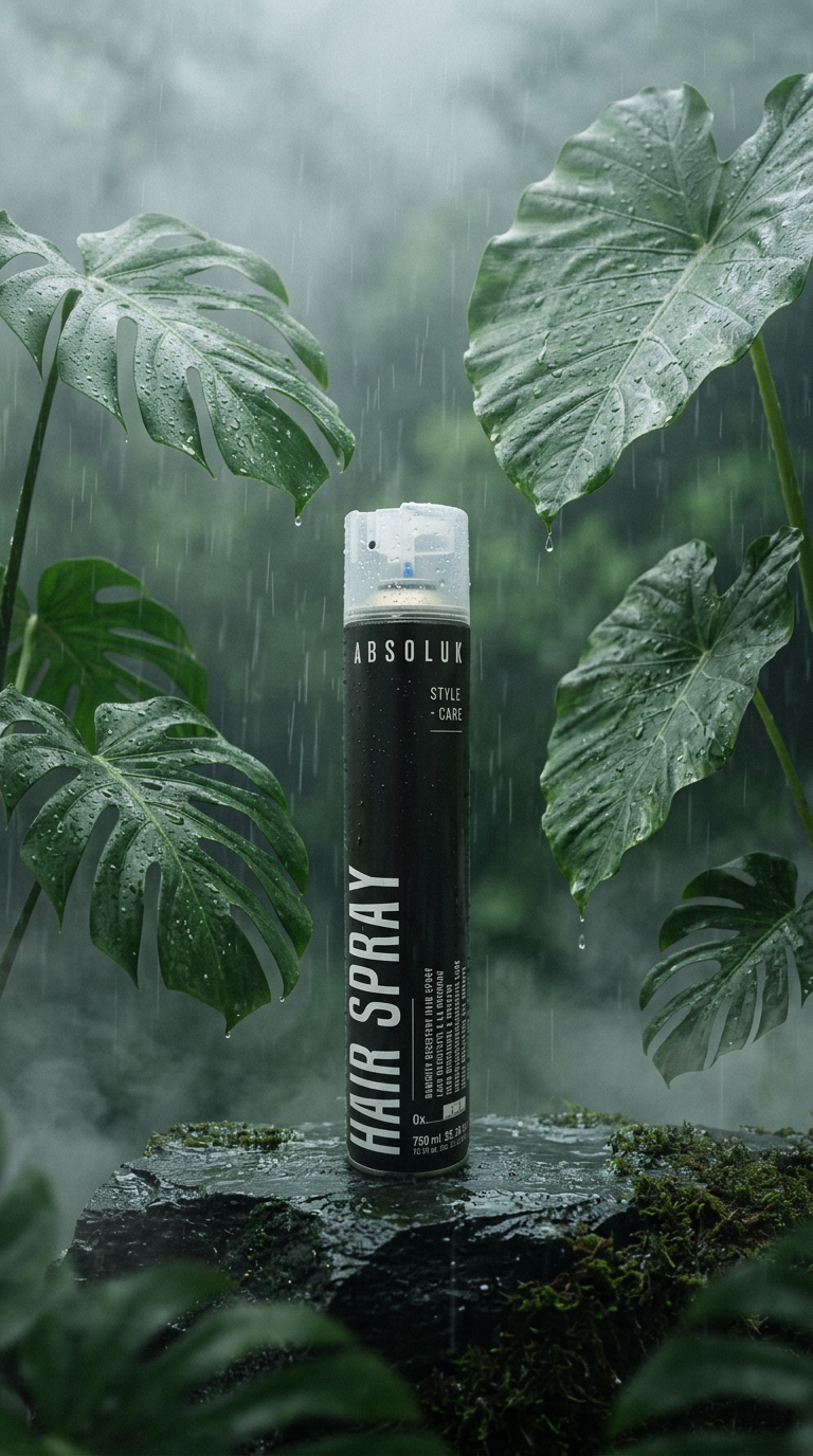 AI product shot of Feuchtigkeitsresistentes Haarspray von Absoluk