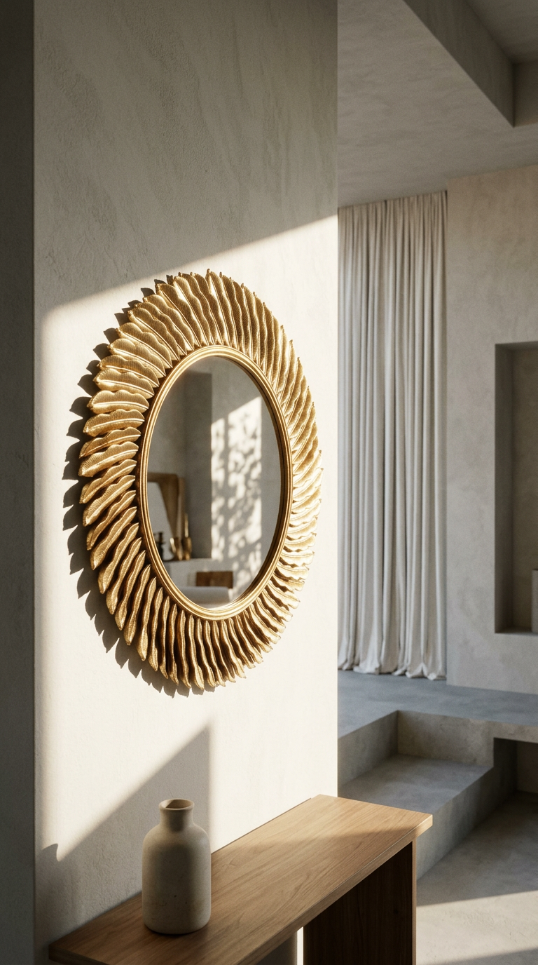 AI product shot of SAFI GOLD MIRROR W-FRAME D60