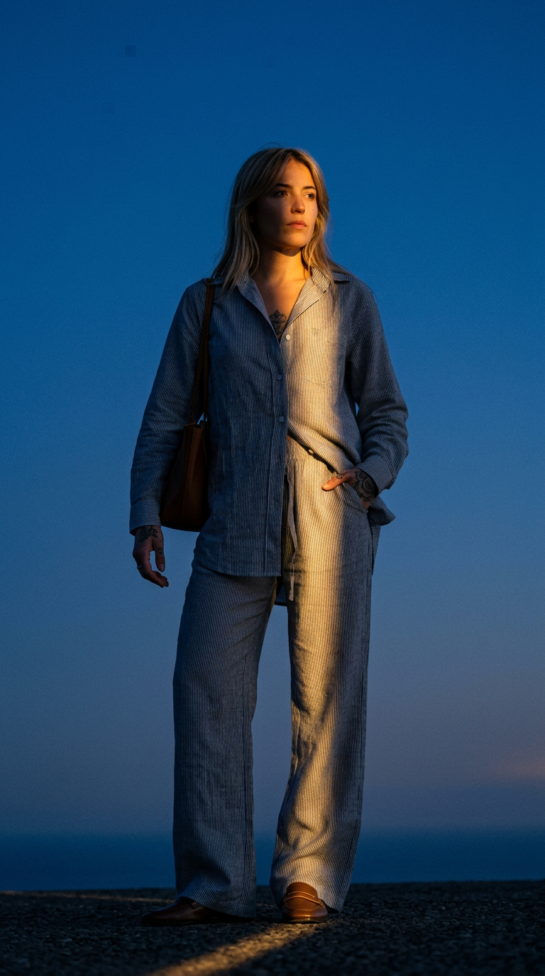 AI product shot of GRACE Drawstring-trousers linen cotton