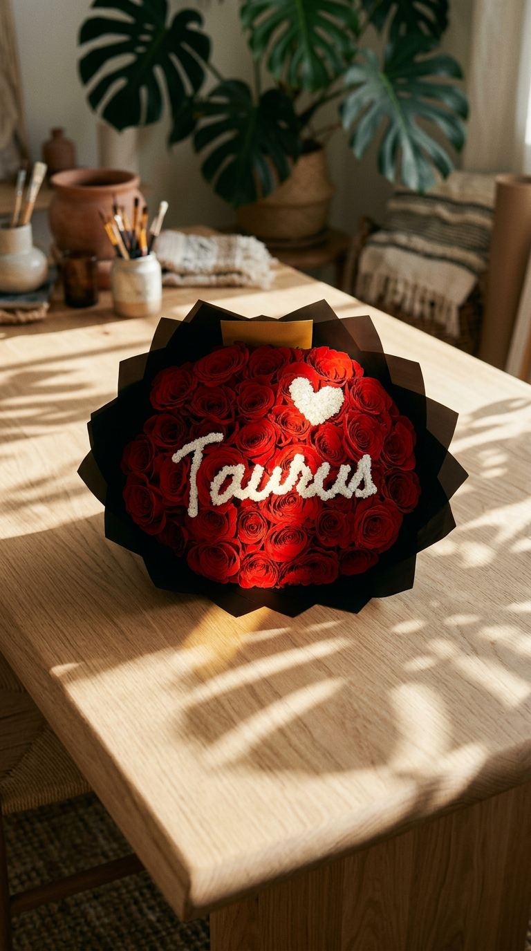 AI product shot of Taurus Zodiac Bouquet