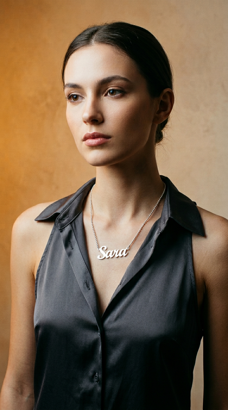 AI product shot of Namnhalsband Sara Design