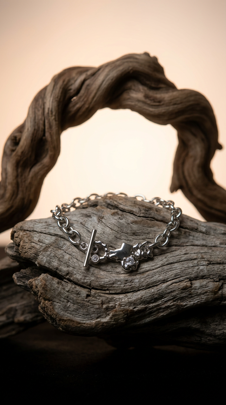 AI product shot of Sculpture chain bracelet