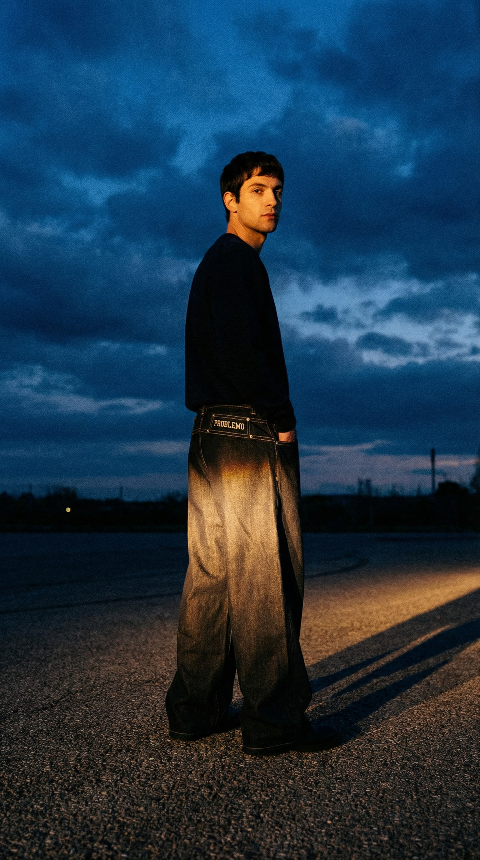 AI product shot of ASOS DESIGN loose jeans in raw indigo