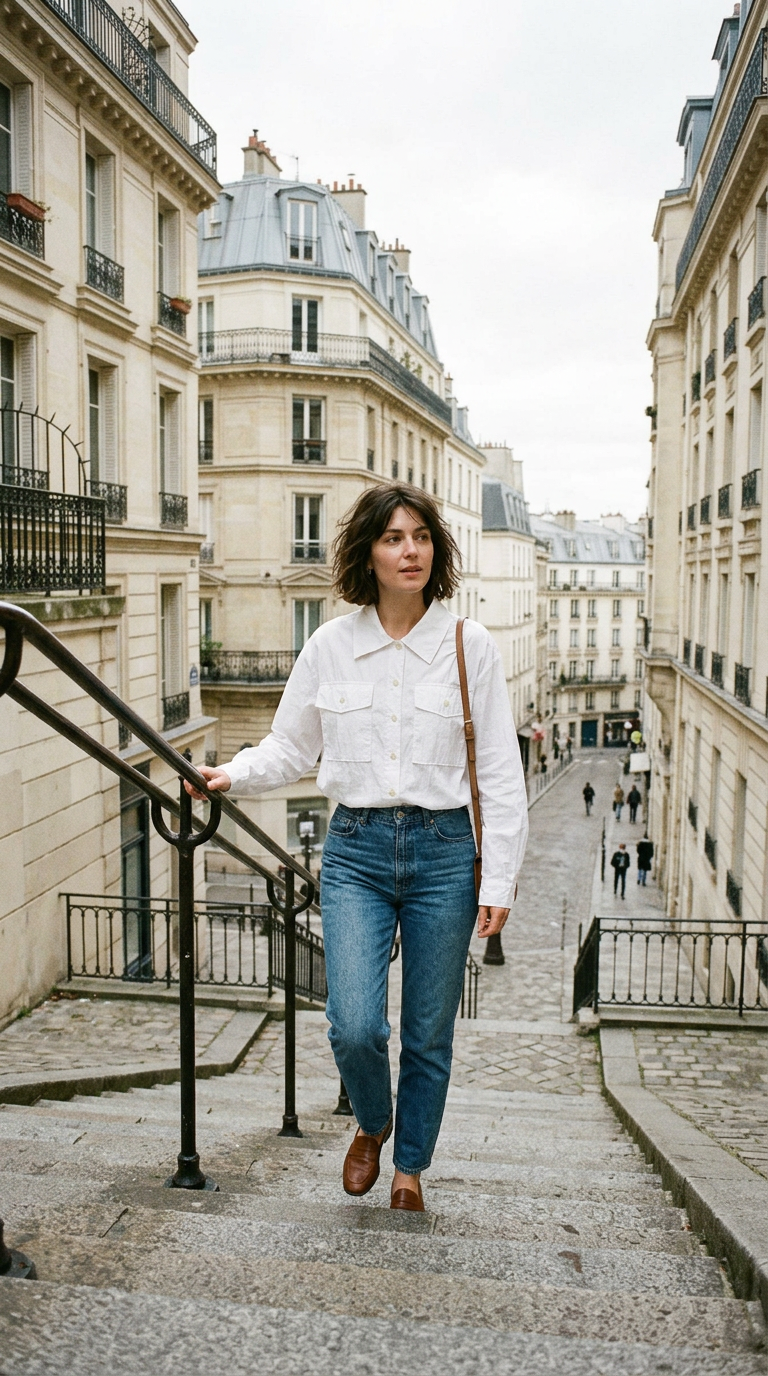 AI product shot of 韓國雙口袋風衣襯衫