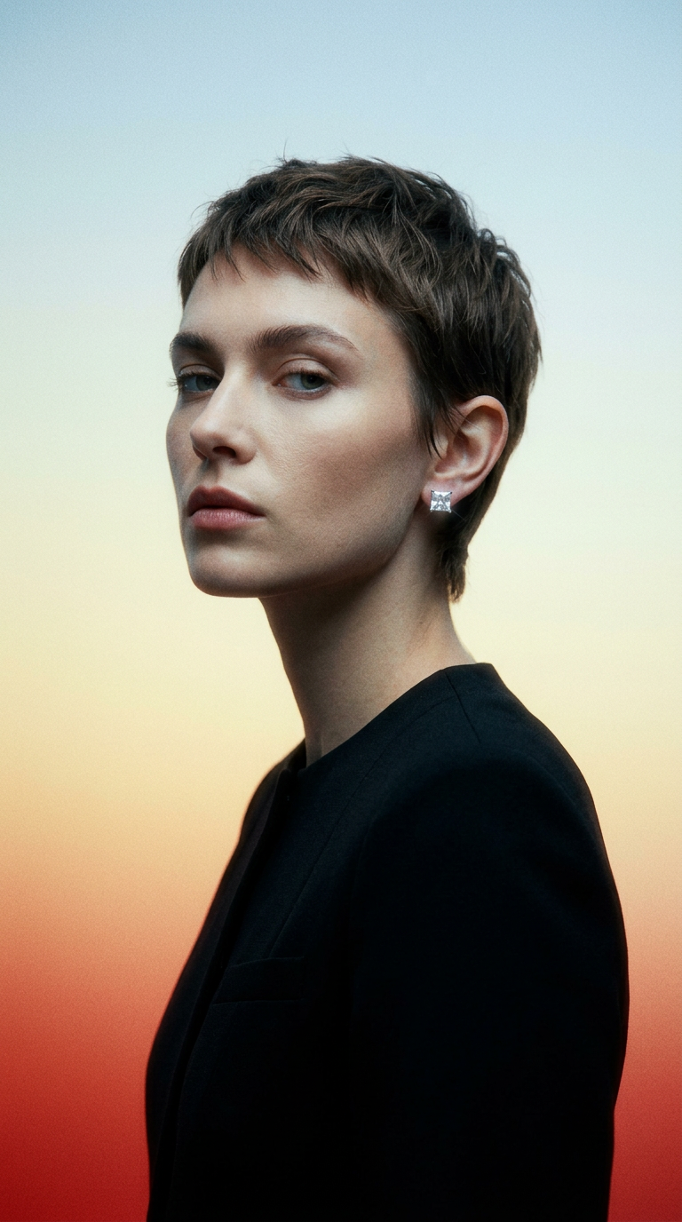 AI product shot of 6MM Square Moissanite Earrings