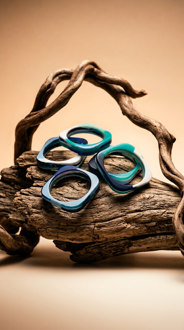 AI product shot of Resin Bangle - Indian Ocean - Square Radiused