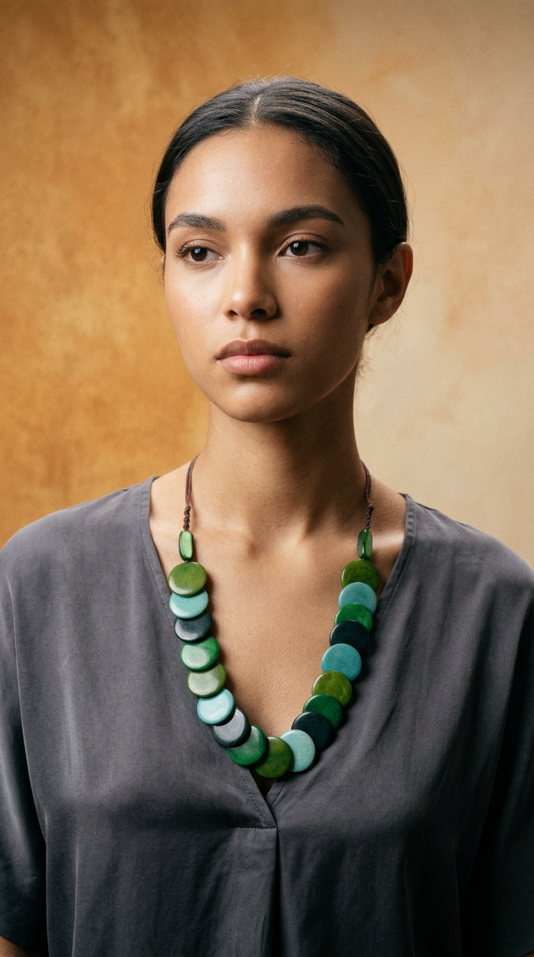AI product shot of SMARTIES — Handmade Tagua Statement Necklace