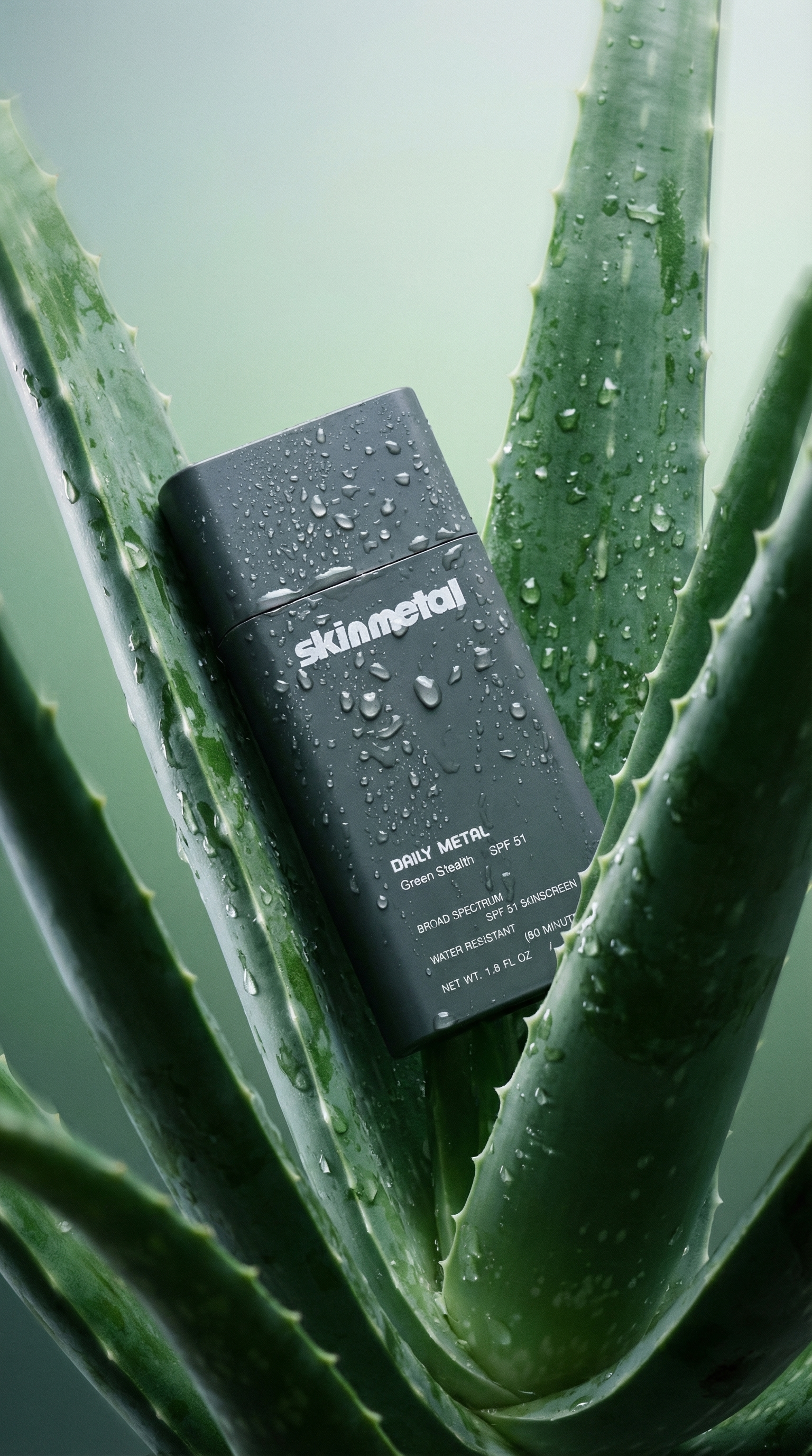 AI product shot of Daily Metal Green Stealth SPF 51