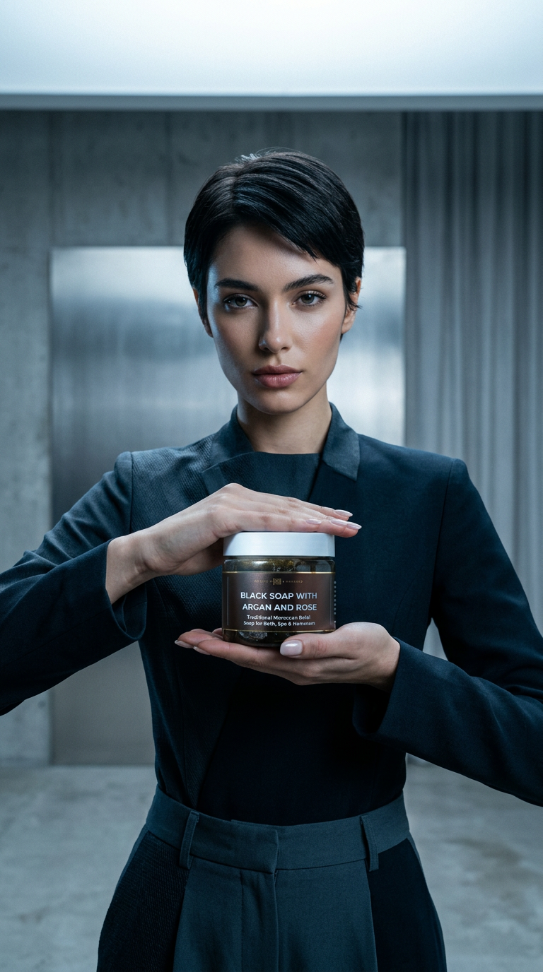 AI product shot of Black Beldi Soap