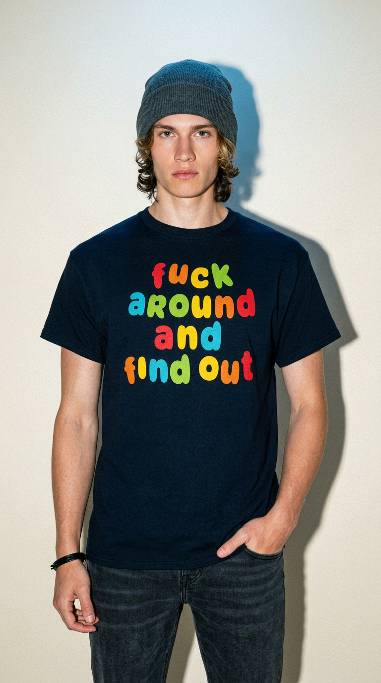 AI product shot of Fuck Around and Find Out T Shirt