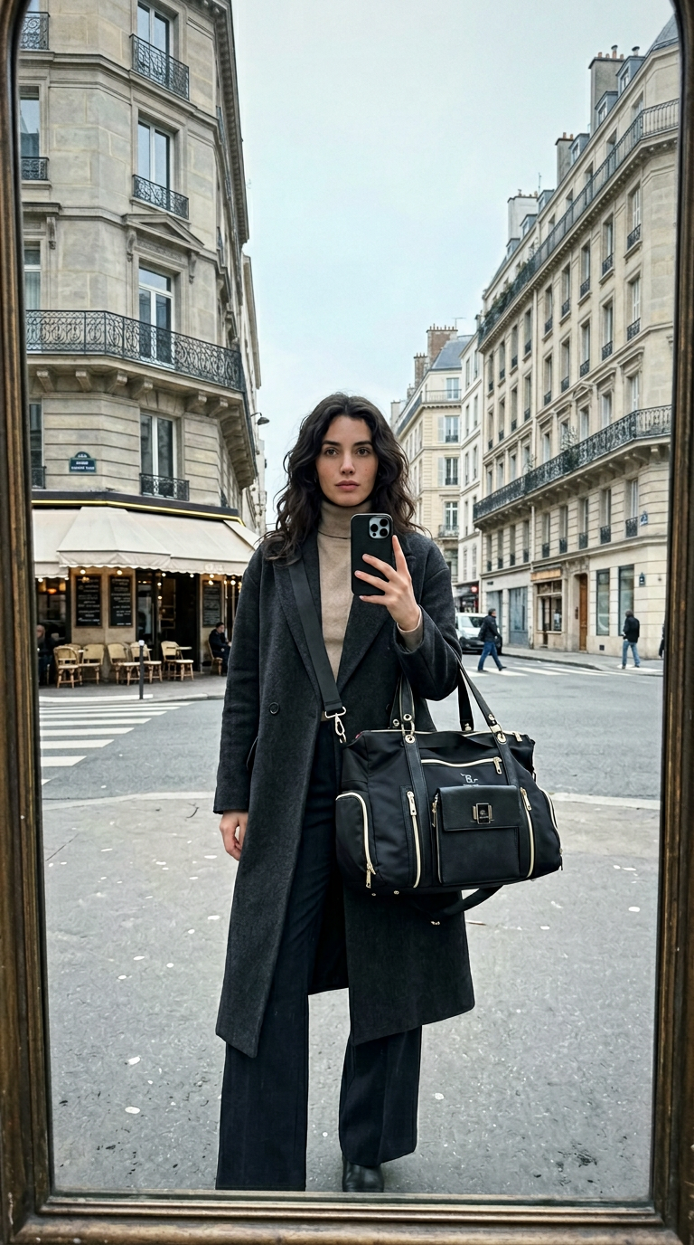 AI product shot of La Première Tote by Travel Darling