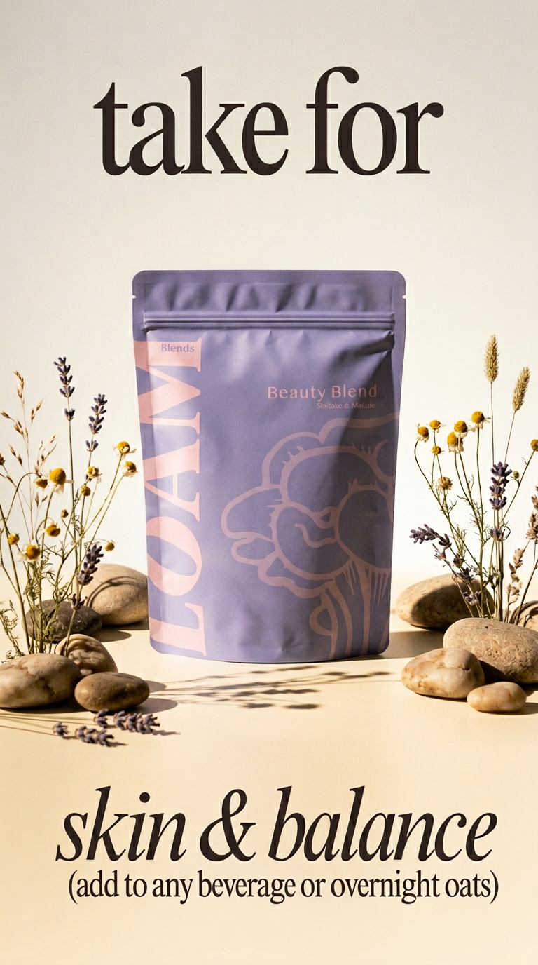 AI product shot of Beauty Blend - Maitake & Shiitake Organic Extract Powder