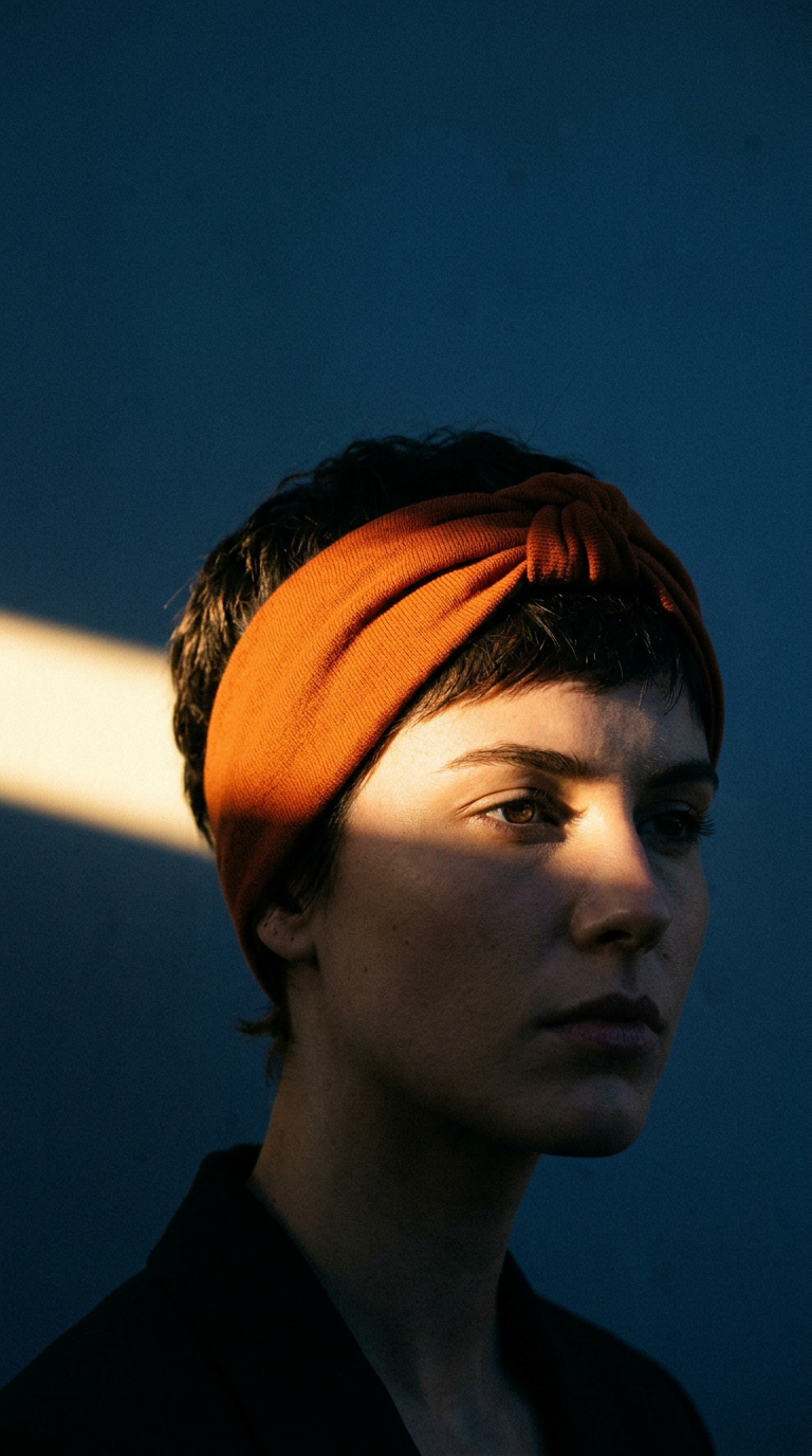 AI product shot of Voksi® Wool, Headband, Warm Orange