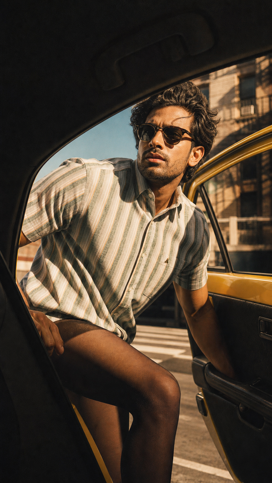 AI product shot of Heritage Linen Stripe Short Sleeve Shirt - Deep Canopy