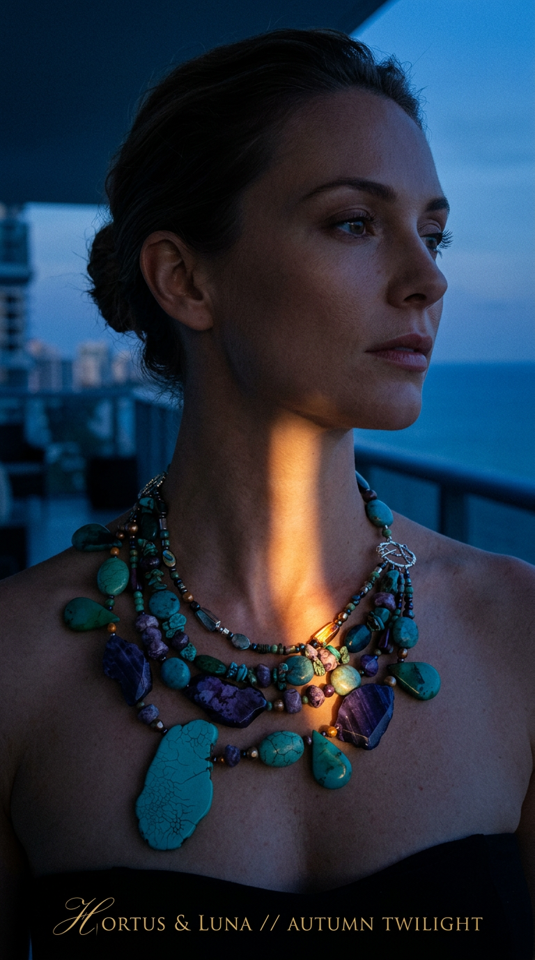 AI product shot of BAZAN Layered Gemstone Necklace