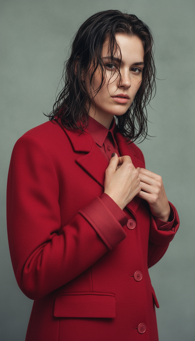 AI product shot of Structured Red Coat