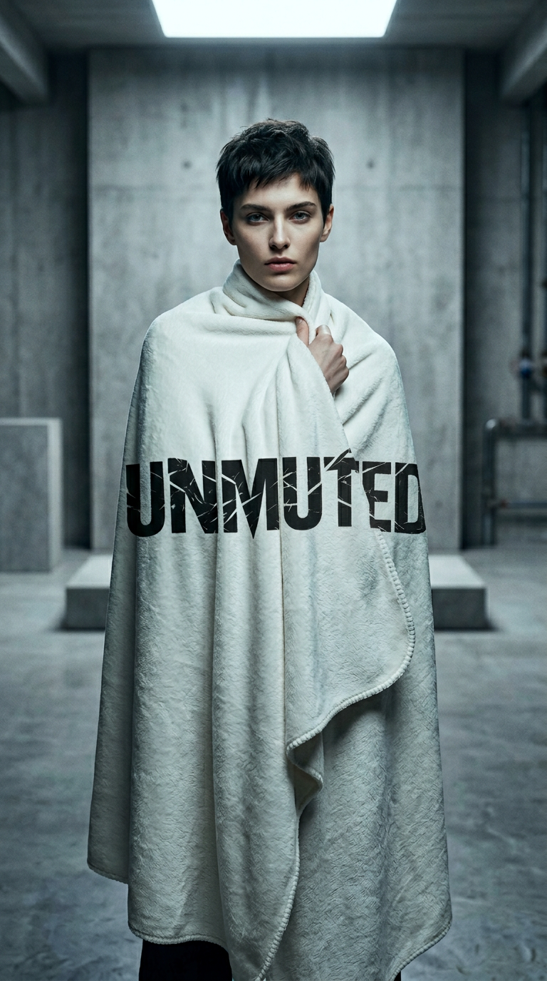 AI product shot of UNMUTED Sherpa Blanket