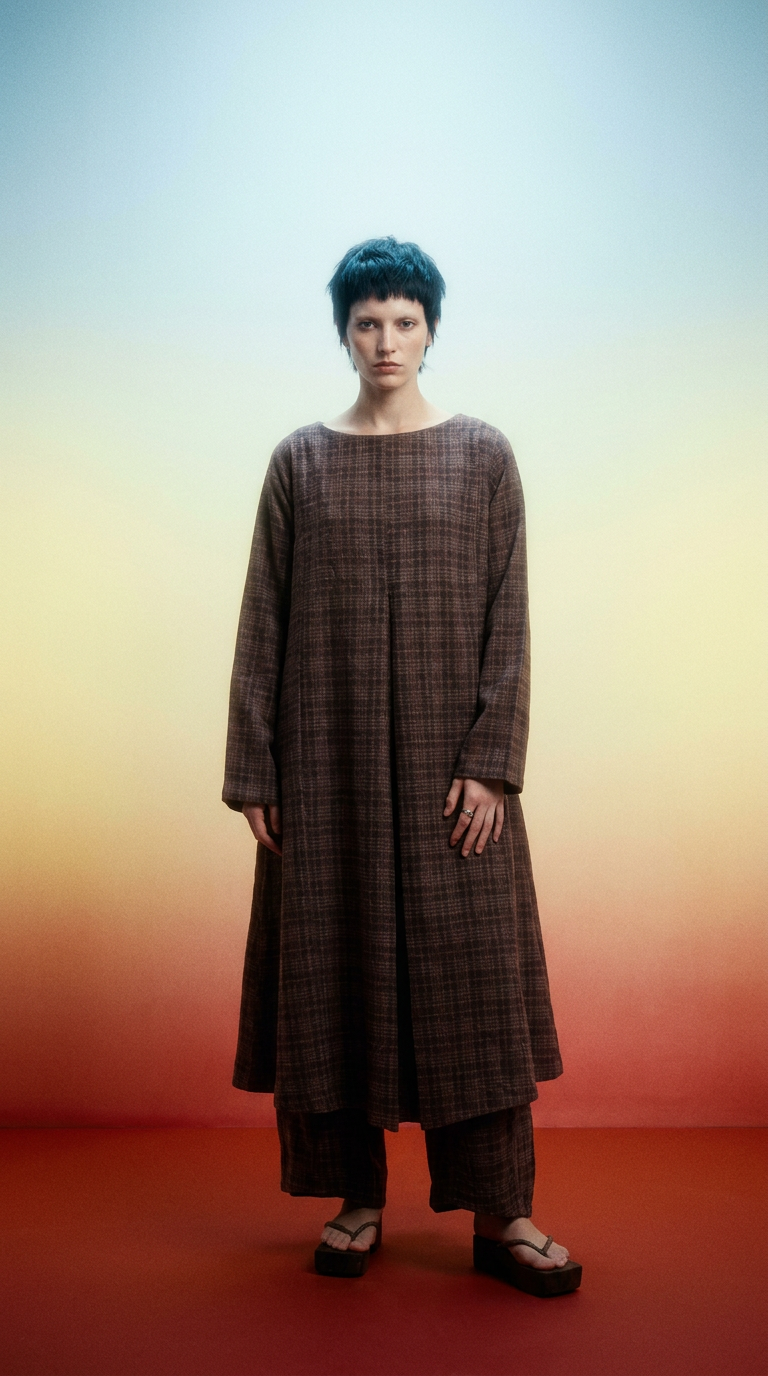 AI product shot of Sailor Dress – Handwoven Sheep Wool – Brown