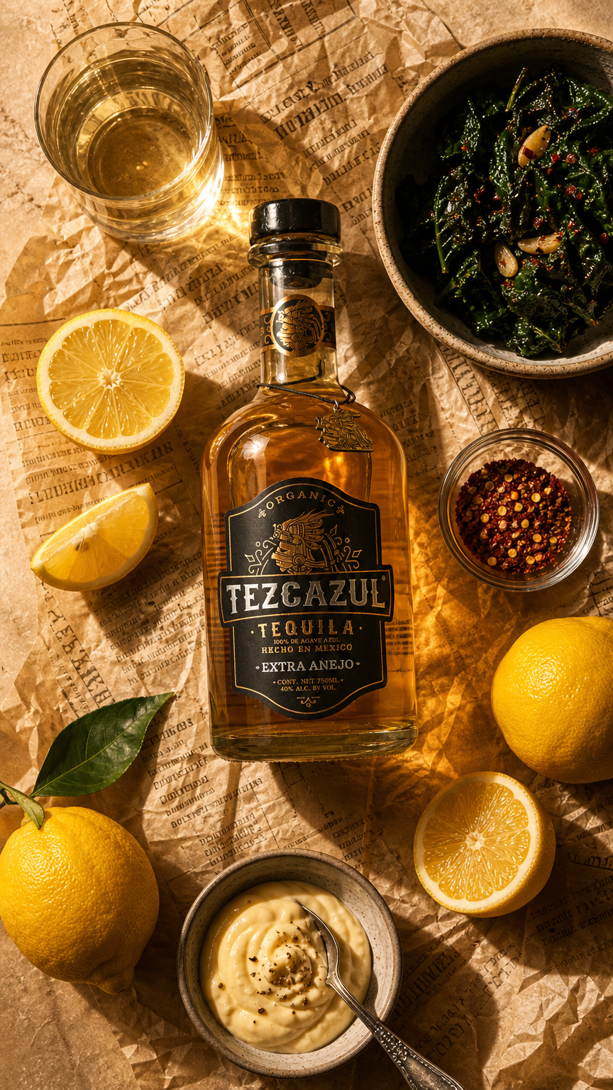 AI product shot of Tezcazul Extra Añejo
