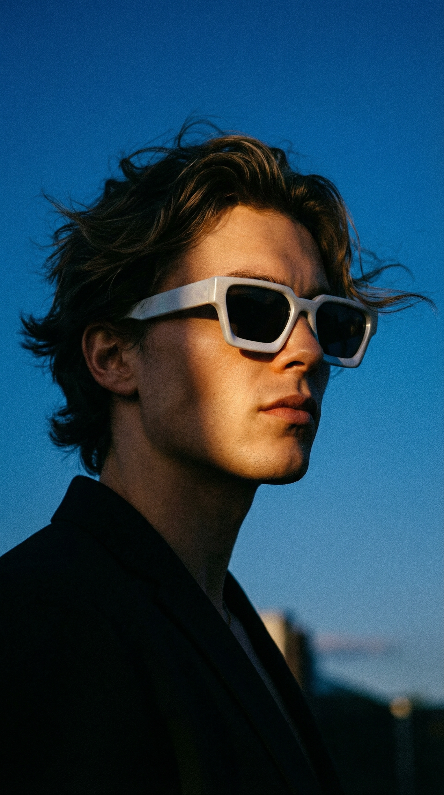 AI product shot of Outsiders Waved Sunglasses - White