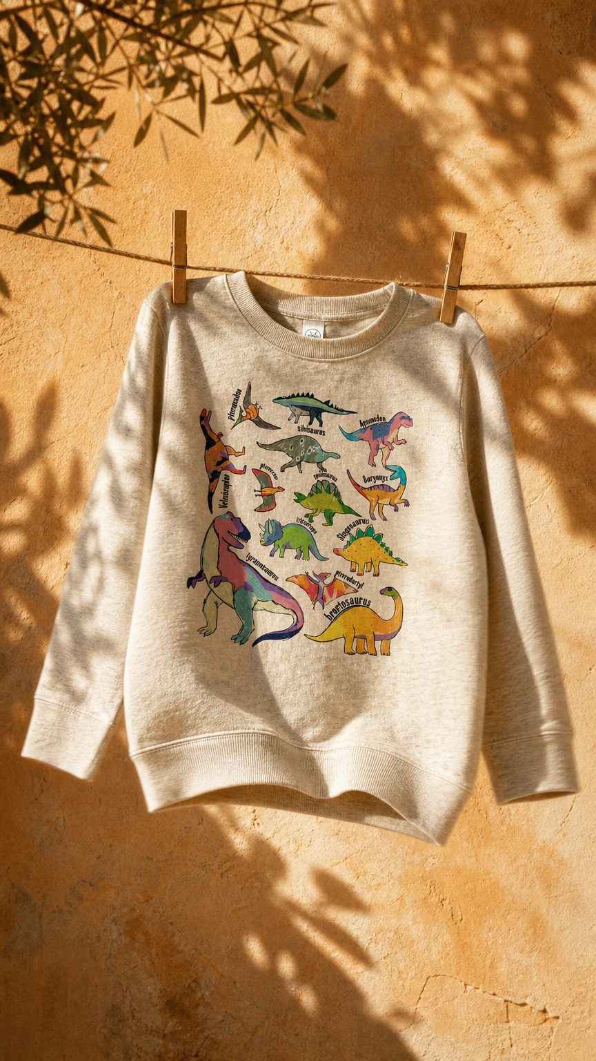AI product shot of Types Of Dinosaurs Kids Sweatshirt & Baby Onesie®