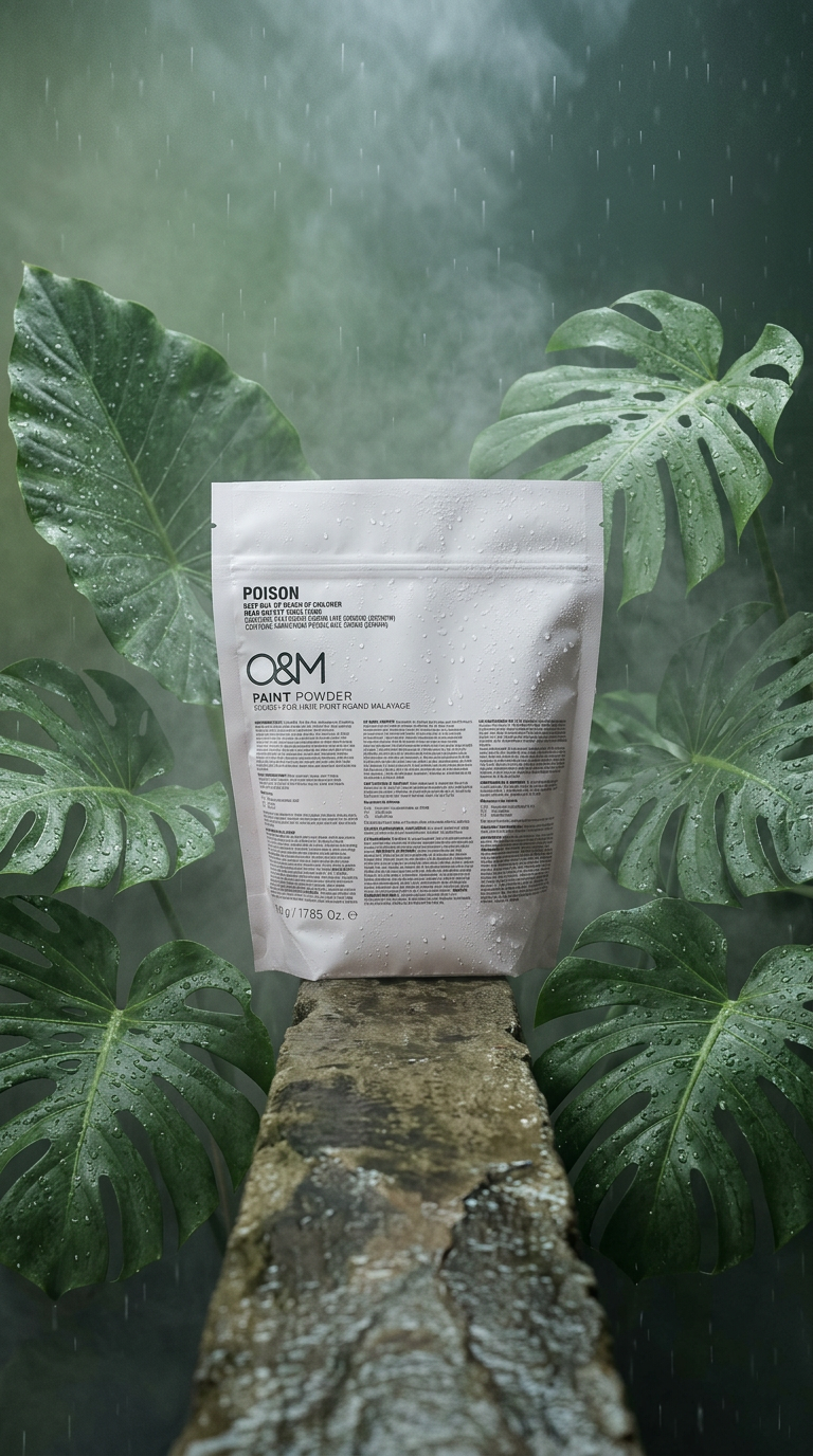 AI product shot of O&M Paint Powder 500g